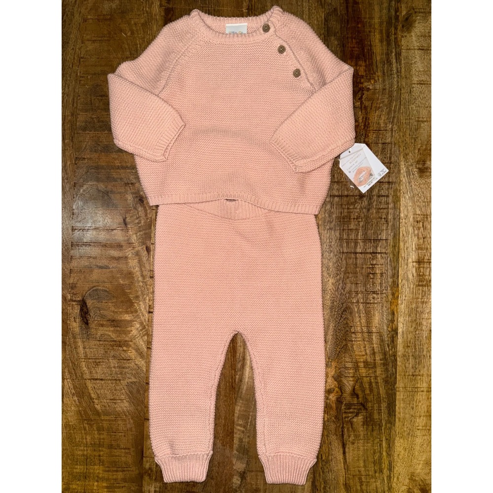 Little Co. by Lauren Conrad Baby Peach Organic Cotton Sweater Knit Set 12M NWT